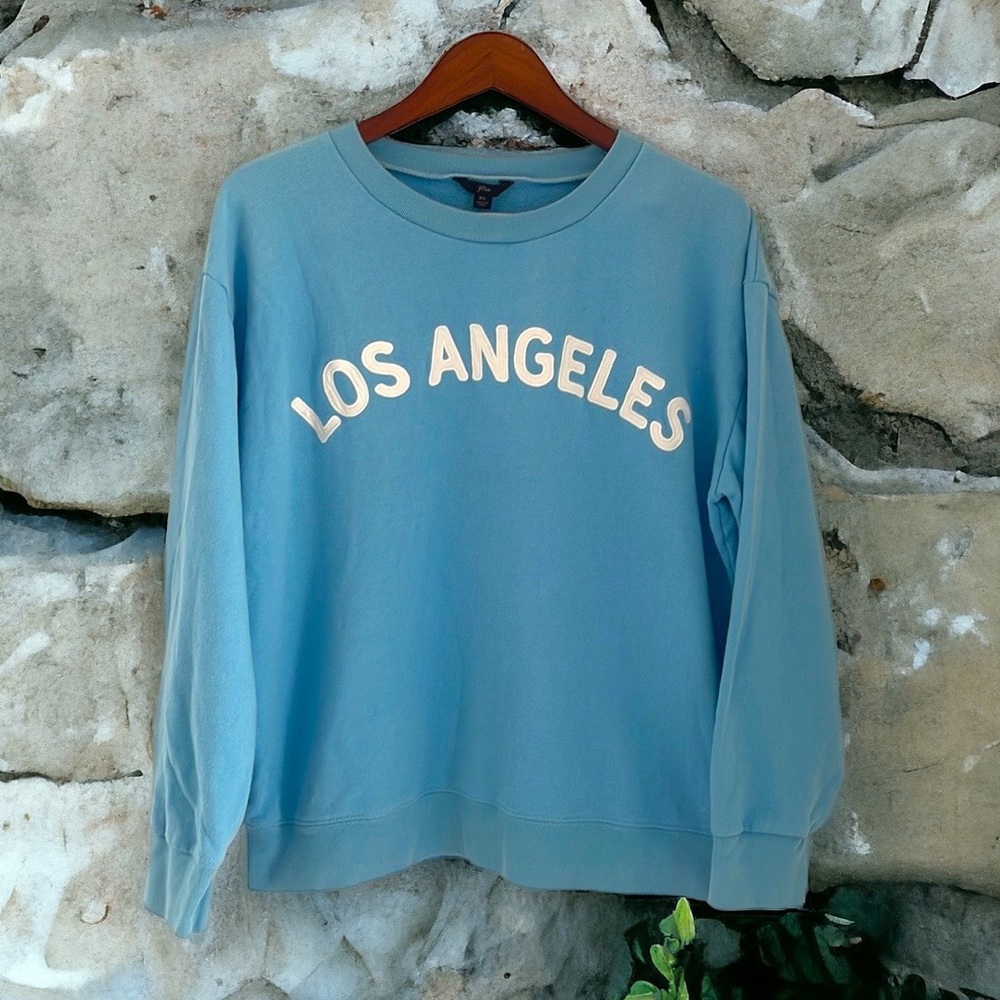 J. Crew Los Angeles Sweatshirt Women’s Sz XL Cotton Crewneck Light Baby Blue